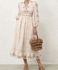 NEW W/TAGS ZIMMERMANN Patience Plunge Floral Midi Dress Size 2 Aus 12 US 8