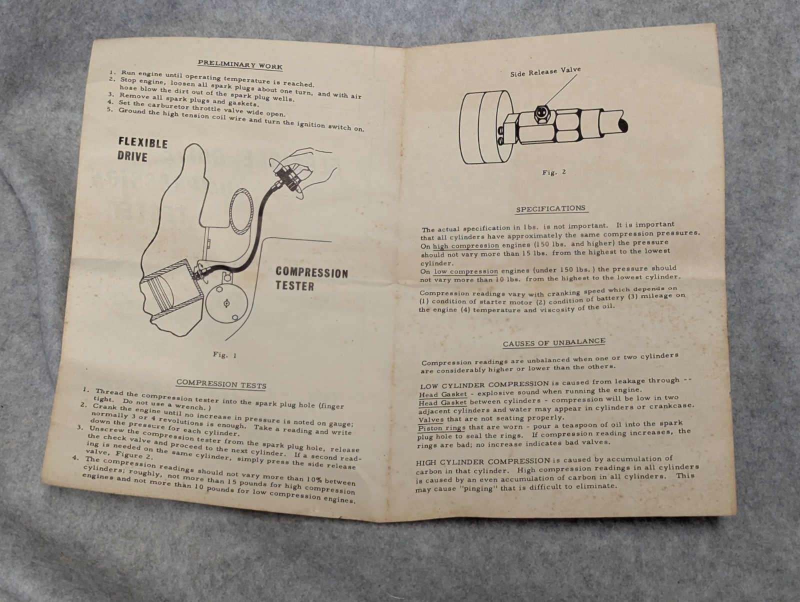 Vtg Flexible Drive Compression Tester Gauge ~ 36402 ~ Metric and Standard Dial