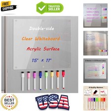 Acrylic Magnetic Dry Erase Board for Fridge, Clear Whiteboard for Refrigerato...