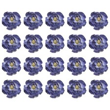 20-Pack Artificial Peonies Heads, Silk Faux Rose Head for DIY 8cm, Deep Blue 