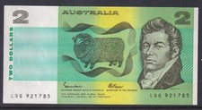 AUSTRALIAN BANKNOTE: 1985 $2 JOHNSTON / FRASER LAST PREFIX: LQG  #LF19/55