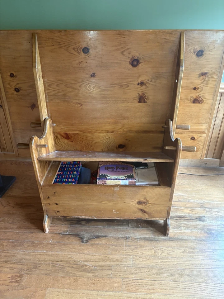 Banco de mesa conversível década de 1930 pinho rústico - Imagem 4 de 4