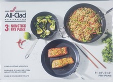 All-Clad Hard Anodized Nonstick Fry Pan 3 Piece Set 8" 10" & 12" Open Box SFK