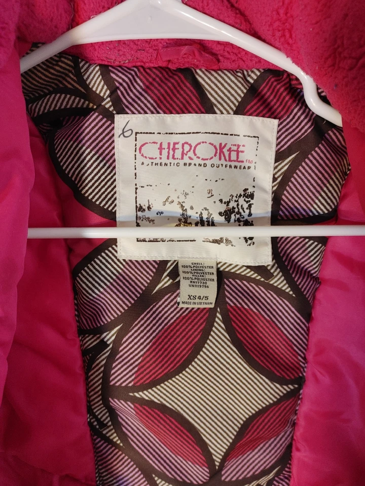 Girls Size XS 4/5 Cherokee snow coat geometric Pink Jacket vibes cute warm - Image 3 of 4