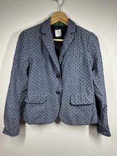 Gap Academy Blazer Womens 0 Blue Polka Dot Fitted Jacket Two Button Office Coat