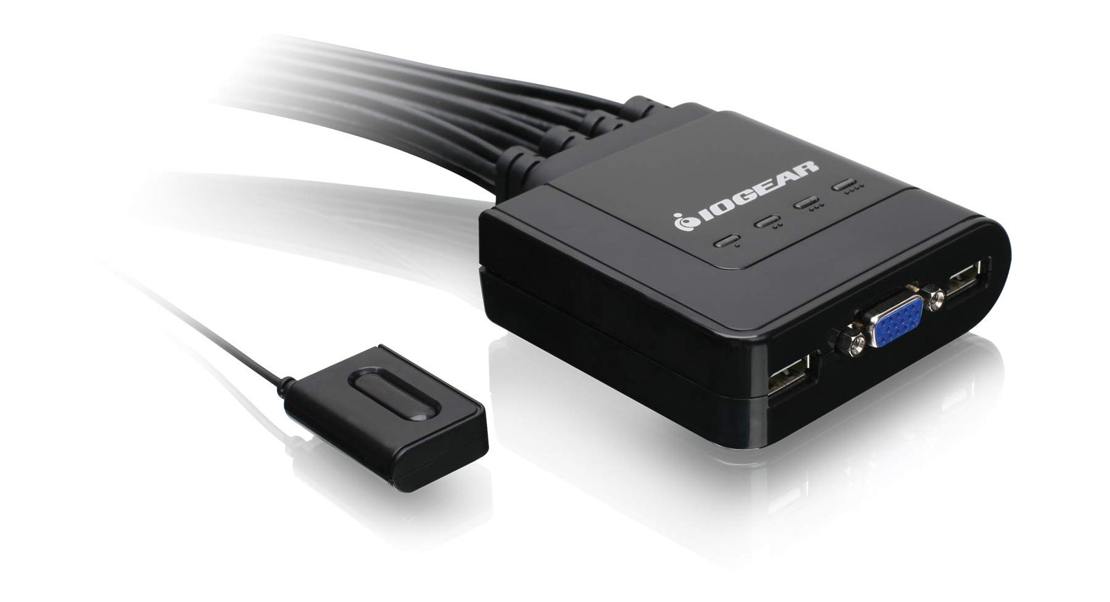 4-Port USB KVM Switch with Cables and Remote GCS24U, Black