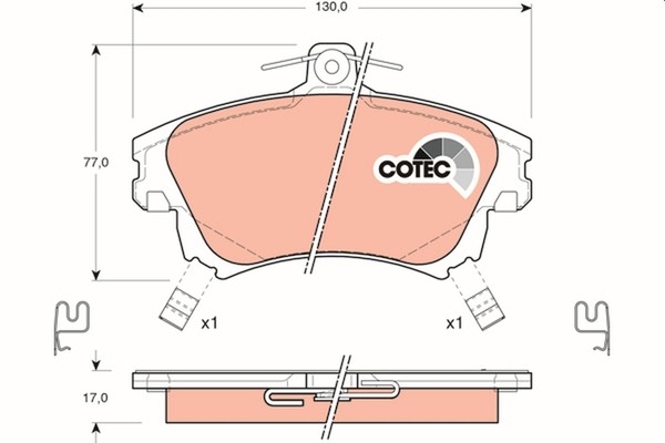 TRW Bremsbelagsatz Scheibenbremse Cotec GDB1313 FüR Volvo Mitsubishi V40 S40 645-image