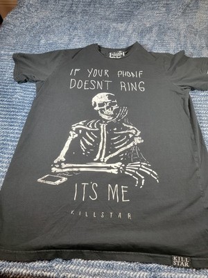 KILLSTAR Men s Black Skeleton Graphic Print Crew Neck Short Sleeve T-Shirt XL