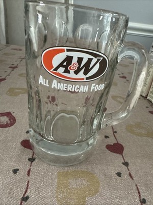 Vintage A&W Logo All American Food Large Glass AW Root Beer Mug