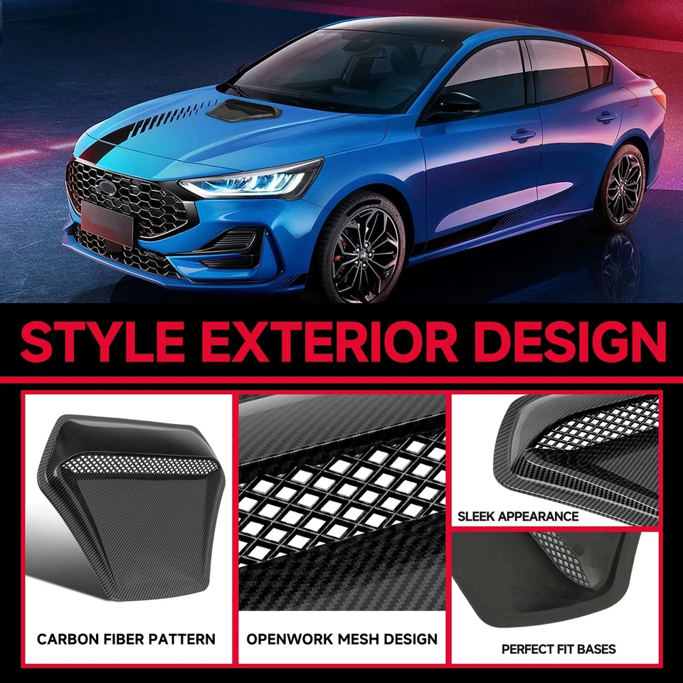 For Honda Accord Carbon Air Flow Scoop Hood Intake Vent Bonnet Trim Cover Decor Foto 2 de 4