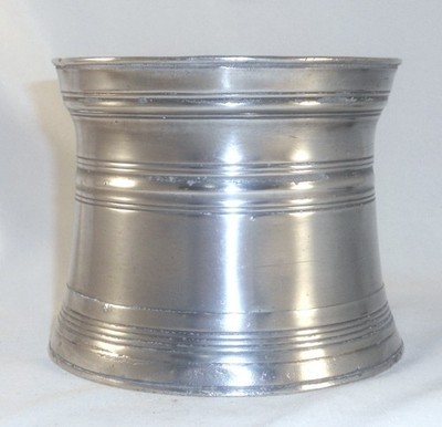 Antique American Pewter Inkwell Glass Insert Attributed to Trask Shop Beverly MA