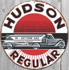 Hudson Regular Gasoline 12" Diameter Vintage Novelty Metal Sign Made In USA