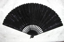 Large Antique Victorian Hand Fan with Sequins and Spangles 1890's