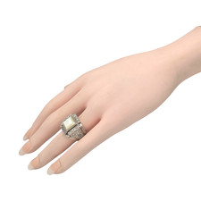 VINTAGE STERLING SILVER MOTHER OF PEARL/ WHITE STONE SIZE 6.75 RING 10.1GR 1525