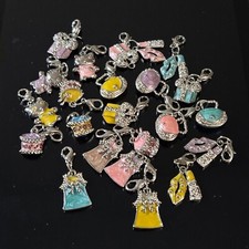 Charm Clip-On Purse Handbag Bracelet Zipper Keyring Purple Pink Mix 15mm 20 pcs