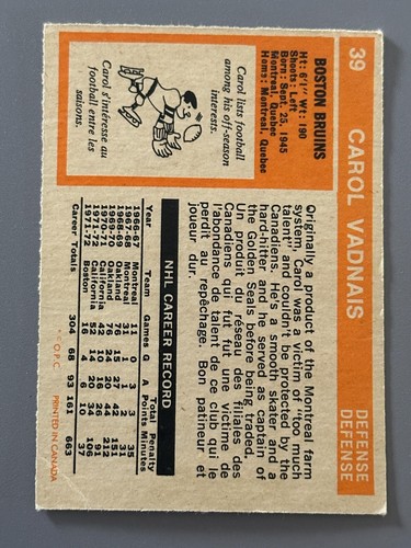 1972-73 NHL O Pee Chee OPC Hockey Cards # 1 - 110 Buy Single Cards - Picture 107 of 269
