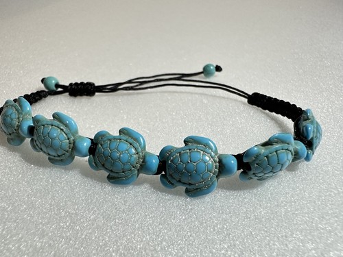 Hawaii Gift Ocean Turquoise Sea Turtle Beads Braided Rope Bracelet Beach Jewelry - Picture 6 of 11