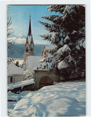 Postcard Winter Morning Scene At Fiera di Primiero Italy