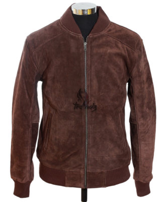 70s Mens Bomber Jacket Varsity Classic Real Suede Leather Pilot Jacket Brown