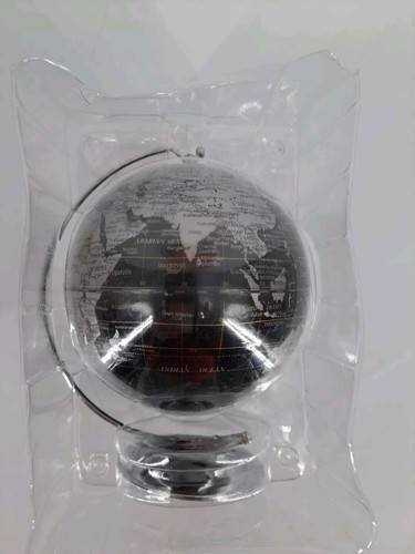Nood 5.5" Black World Globe Orb Hanging Mini Educational Earth Metal Base - Picture 5 of 11