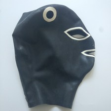 Latex Hood with Double Hair Braid Hole for Beautiful Girl Rubber Mask Club Wear