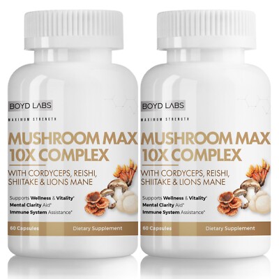 (2 Pack) Boyd Labs Mushroom Max 10X Complex Supplement - 120 Capsules