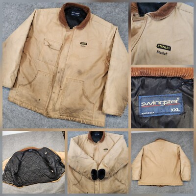 VTG Stanley Tools Bostitch Mens 2XL Swingster USA Canvas Quilted Bomber Jacket