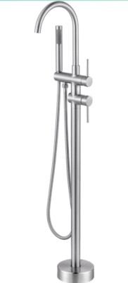 Freestanding Tub Filler Faucet, Floor Mount Brushed Nickel Bathtub Faucet