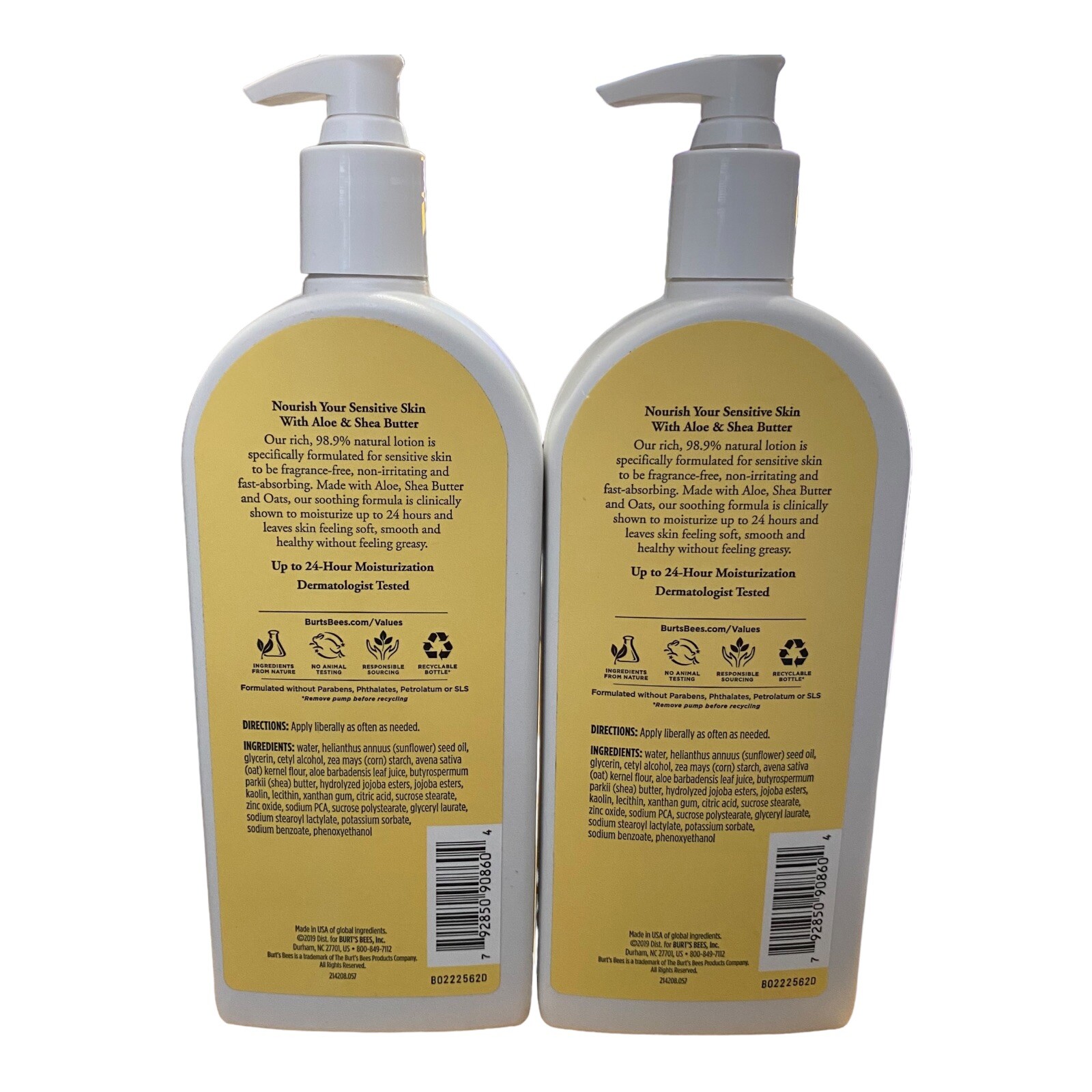 Burt's Bees Body Lotion Aloe & Shea Butter Fragrance Free 12 oz  Sensitive 2 New