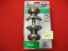 DEFIANT PRIVACY DOOR KNOB SET PRE-OWNED ANTIQUE BRASS PREVIOUSLY INSTALLED WORKS