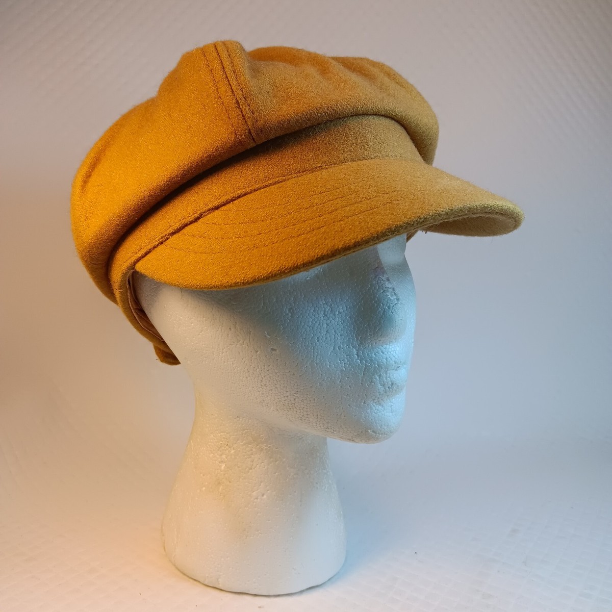 Vtg 60s 70s Betmar Newsboy Fishermans Cap Hat Saffron Yellow 