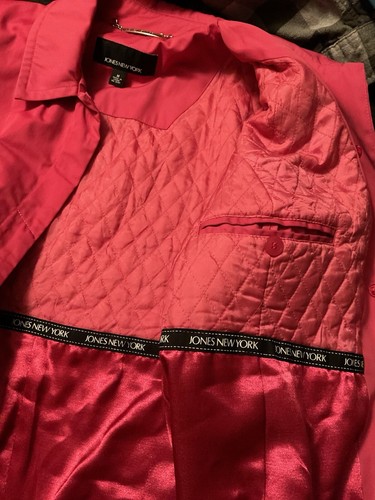 Trench coat Jones New York, rosa caldo, per tutte le stagioni - taglia media lungo 37" - Foto 5 di 11
