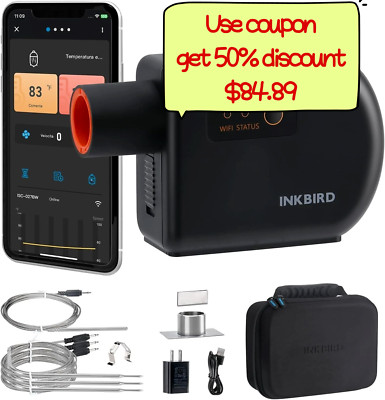 Automatic Smoker Fan Controller Barbecue Thermometer Bluetooth Wi-Fi ISC-027BBW