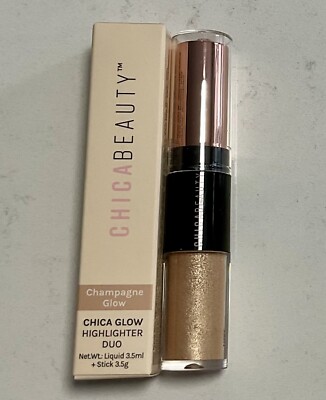 Chica Beauty Champagne Glow Highlighter Duo Liquid & 3.5g Stick Full Size 3.5ml
