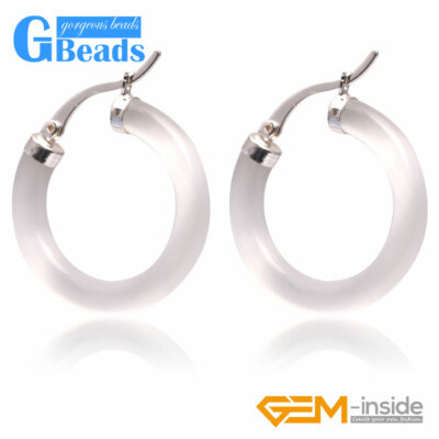 Circle Ear Clip Tibetan Silver Stud Hoop Earring with Women Gift Box 1 Pair