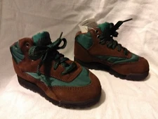 NIB 80S STYLE CHILDRENS HI-TEC TOPAZ Jr BROWN & GREEN LATHER HIKING BOOTS 12