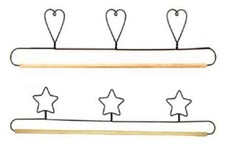 Wire Craft Quilt Hanger with Hearts or Stars on Top & Wood Dowel  36" (91cm)