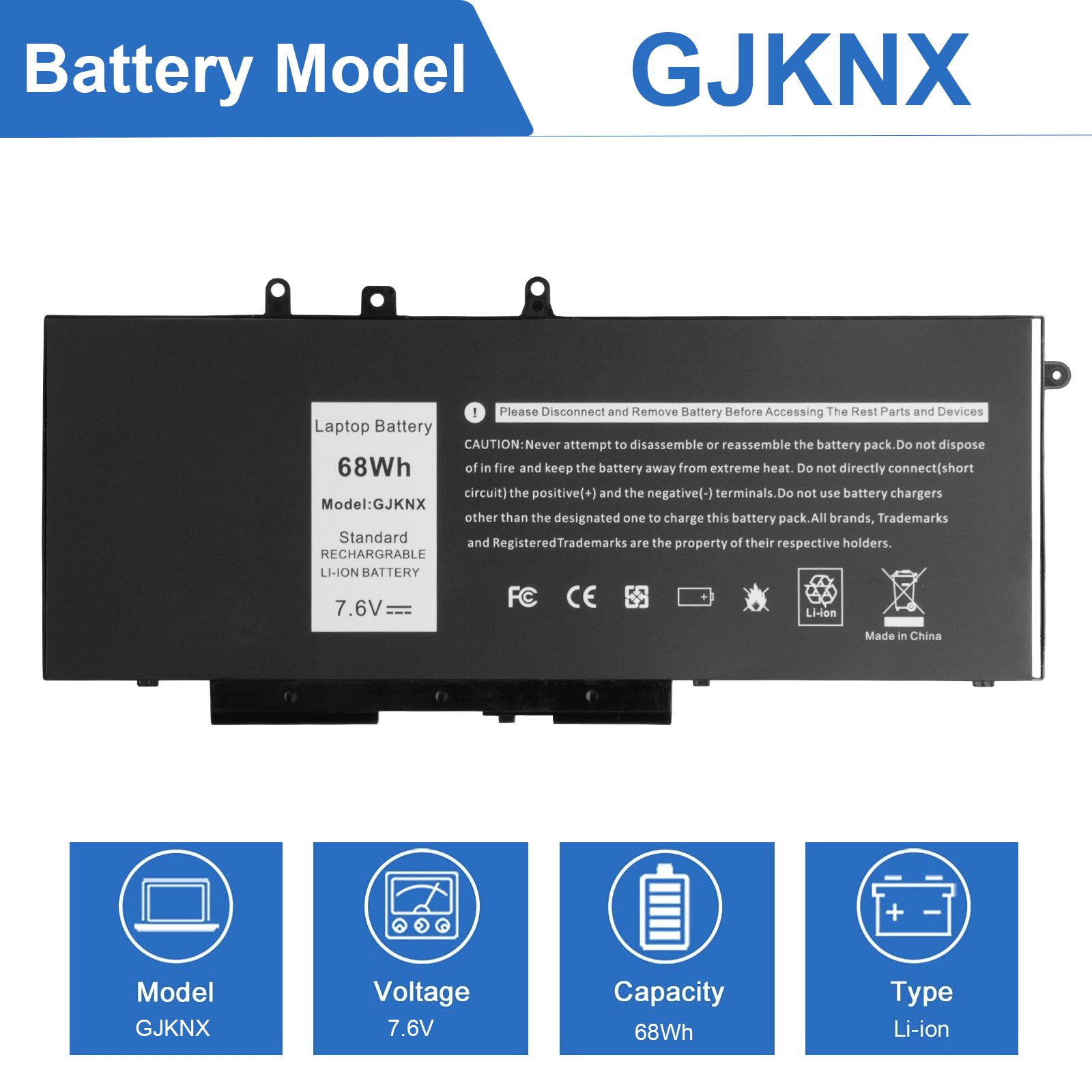 68Wh GJKNX Laptop Battery Replacement for Dell Latitude 5480 5580 5280 5288 5290 | eBay 68Wh GJKNX Laptop Battery Replacement for Dell Latitude 5480 5580 5280 5288 5290 | eBay