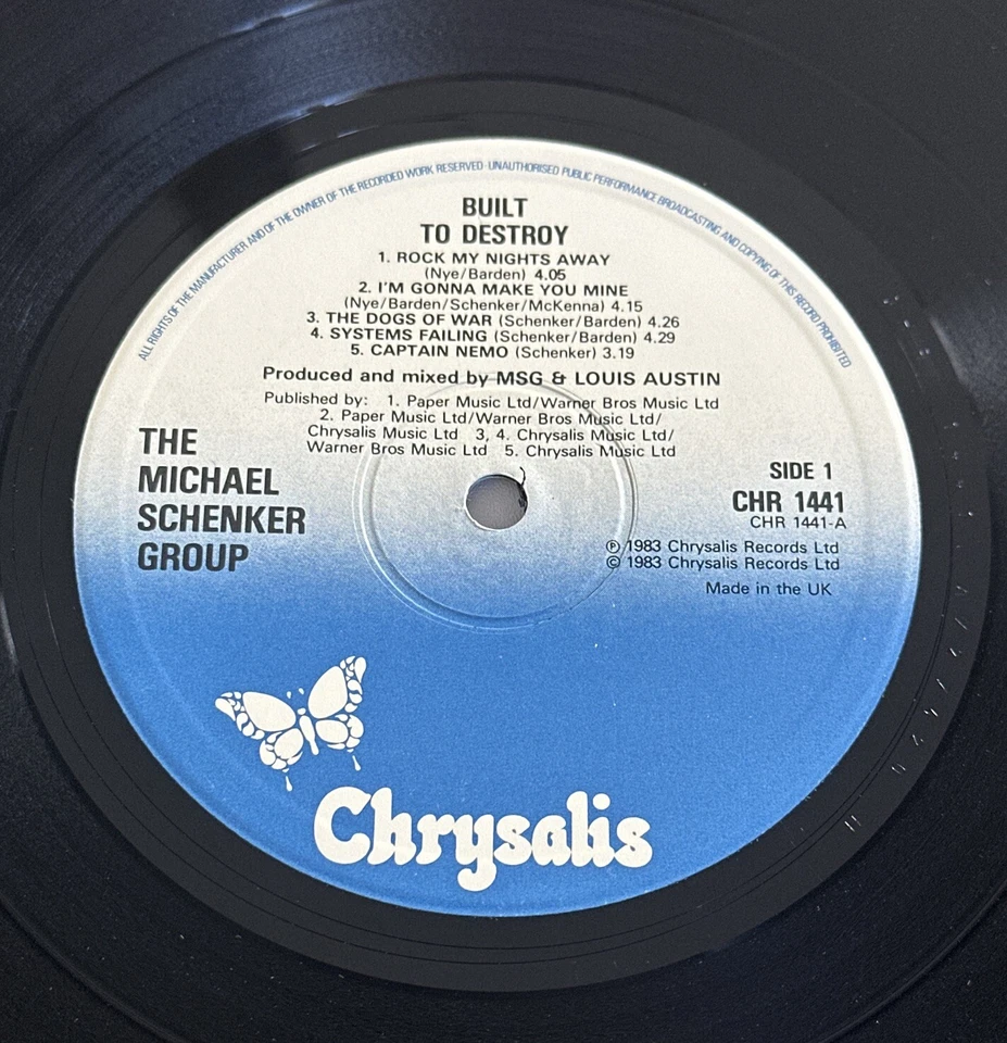 The Michael Schenker Group - Built To Destroy Vinyl LP 1983 Original UK NM / NM Foto 4 de 4