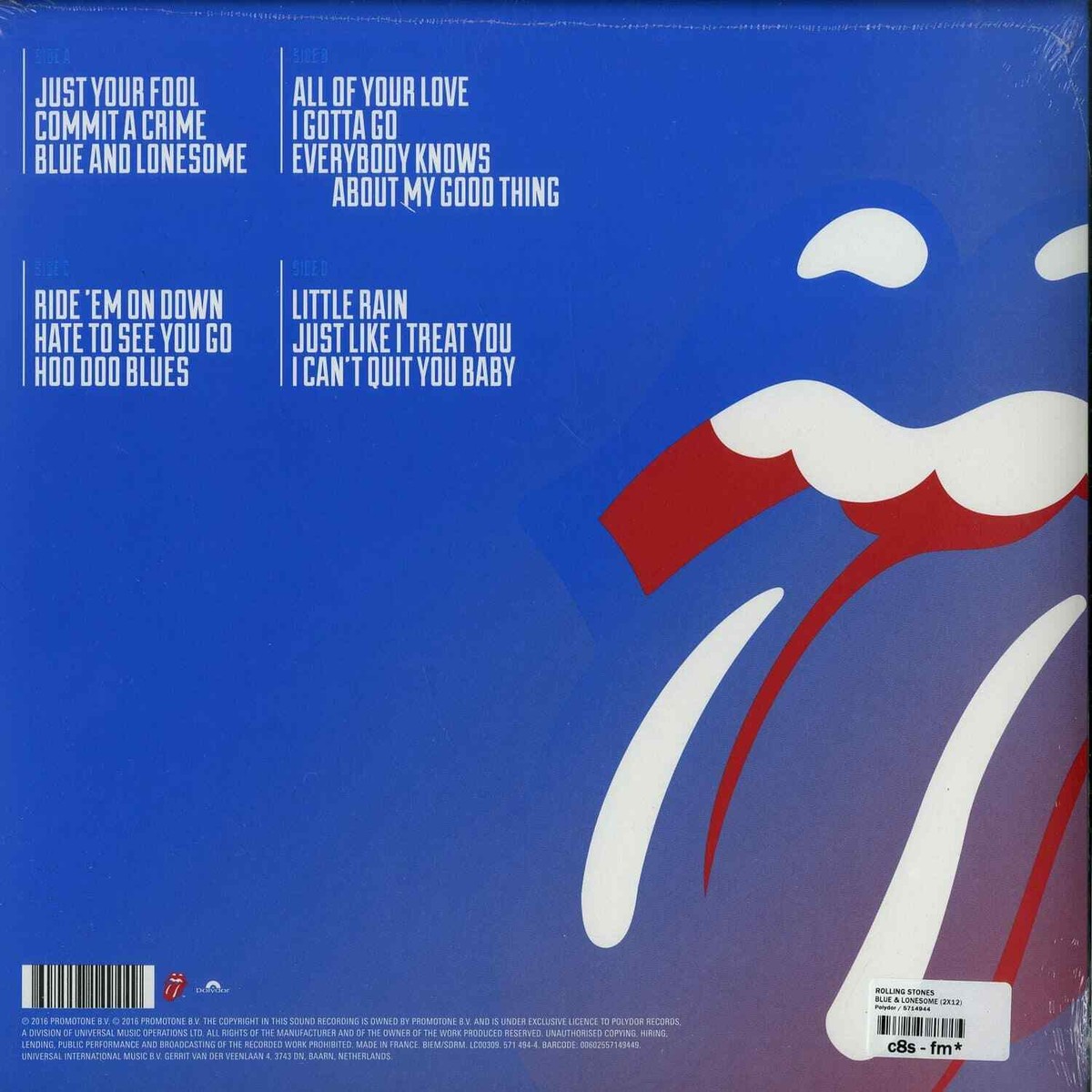 欧2discs LP Rolling Stones Blue &amp; Lonesome 5714944 Polydor, Rolling Stones Records /00660 Record Collection N° 44: The Rolling Stones „Blue & Lonesome