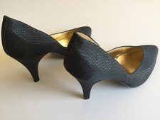 Vintage 1970's Garolini D'Orsay Heels. Black Satin/Silk. S 5.5 M. NEW Smoke Free