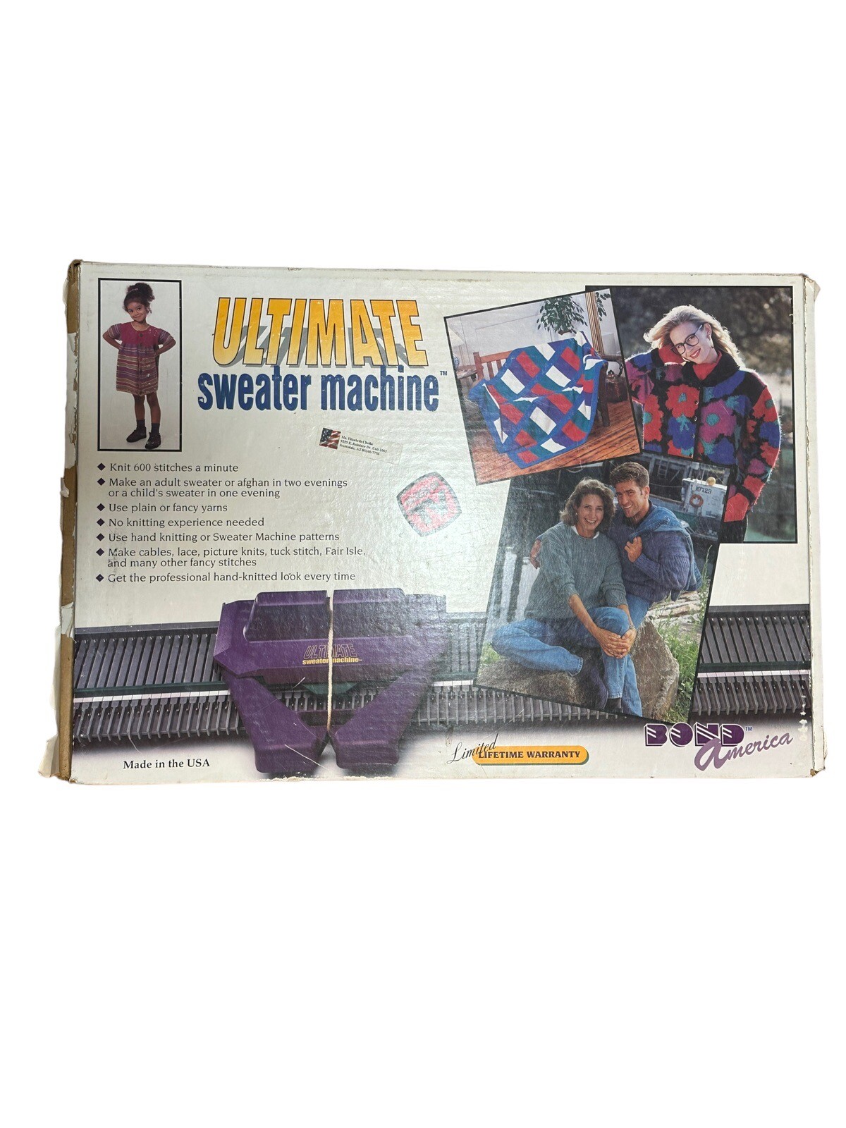 Bond American Ultimate Sweater Machine Knitting Machine Open box w/ video & Yarn 736981010089 eBay