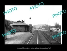 OLD LARGE HISTORIC PHOTO OF IRONTON MISSOURI THE RAILROAD DEPOT STATION c1940