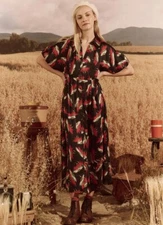 The Great Raven Shirt Midi Dress Buttondown Floral Printed Spring S New 274418