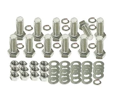 304 Stainless Steel Hex Bolt Set 1/4"-20 x 2 Bolts with Nuts Lock Washers Fla...
