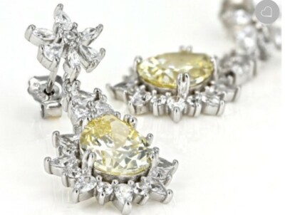 NWT JTV Bella Luce Rhodium Over Sterling Silver Dangle Earrings 8.80ctw 