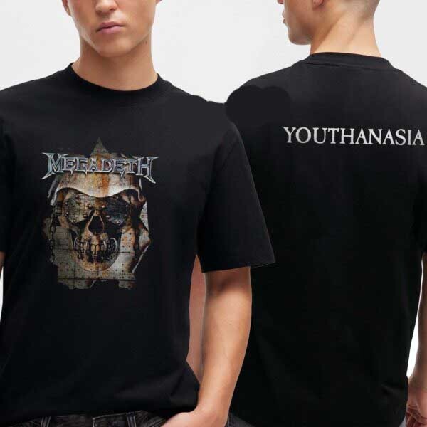 ALTRA NUOVO! Maglietta Megadeth Anniversario 30 Anni di Youthanasia Strappata Vic Due Facce