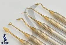 6 Dental Composite Filling Instrument Restorative Kit Gold Double Ended