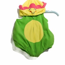 Kids Green Yellow Flower Costume Full Zip Polyester Sleeveless Hooded Size 12M