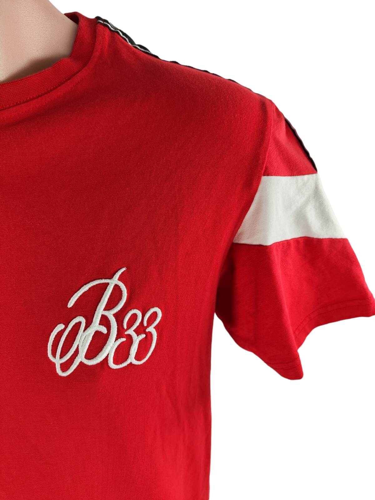 Bee Inspired T-Shirt Men's Size S Red Short Sleeve Cotton Shoulder Logo image 2